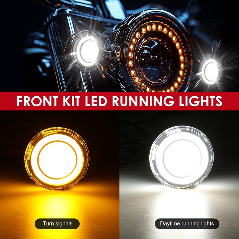 DREAMIZER Motorcycle 1157 Led Turn Signal Lights Front Rear 2 Inch Bullet Smoked Lens Turn Signal Lights Running Lights Compatible with Harley Touring Dyna Softail Sportster Street Glide Road Glide Road King - Image 3